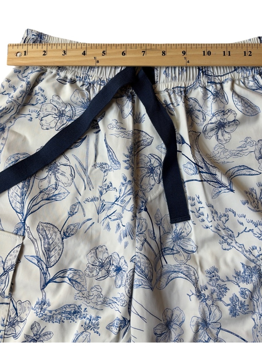 Blue Floral Drawstring Shorts
